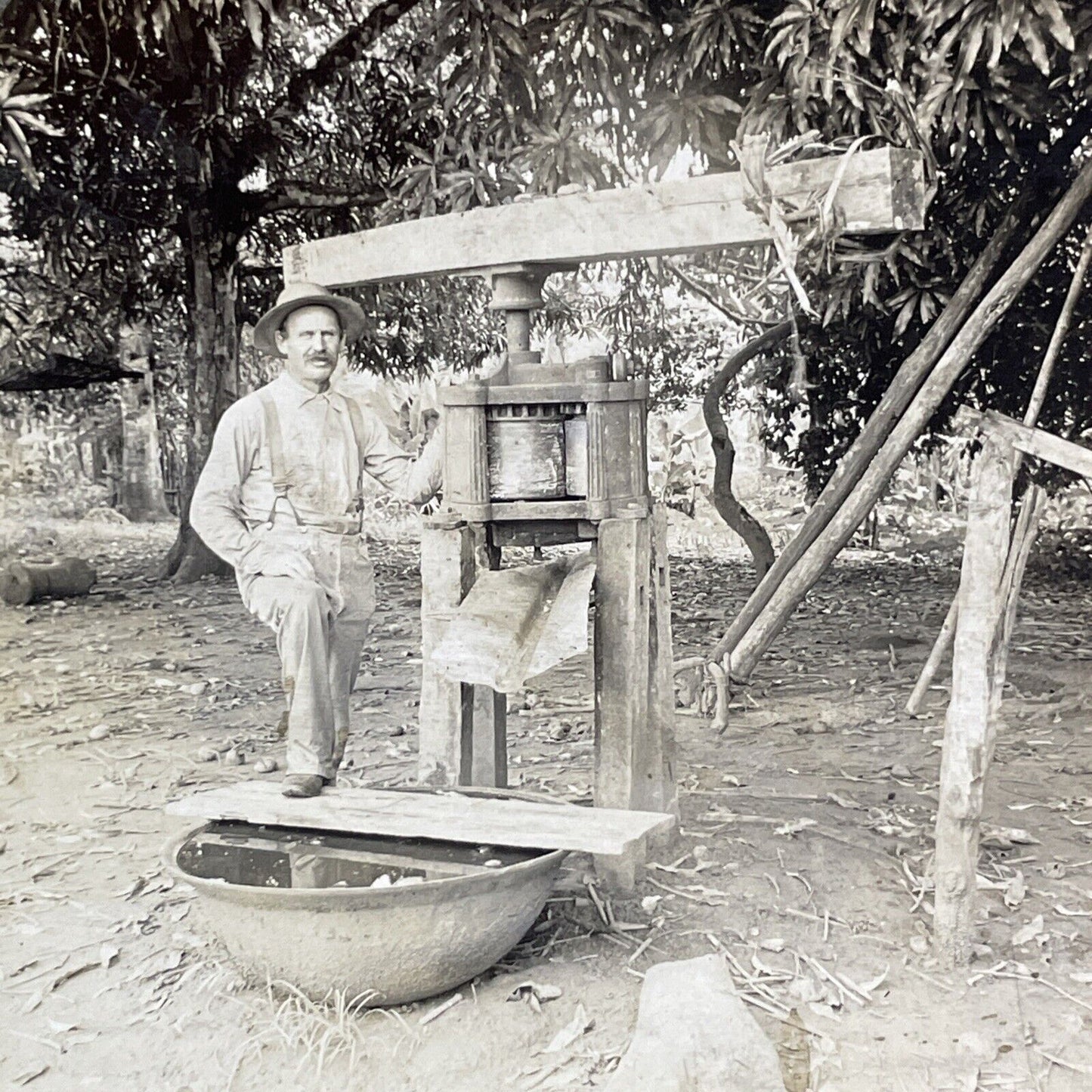 Handmade Sugar Mill in Panama Stereoview Antique c1907 Y2807