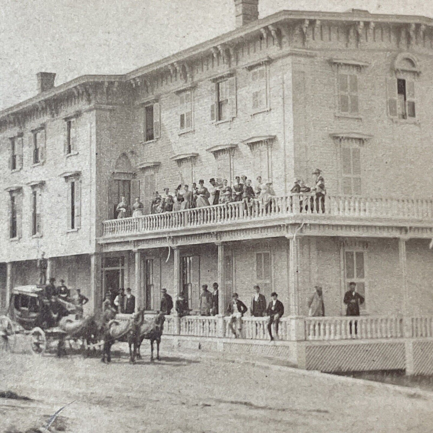 Whiting House Hotel Stereoview Wilton Town Hall NH Photo Card Antique c1872 X899