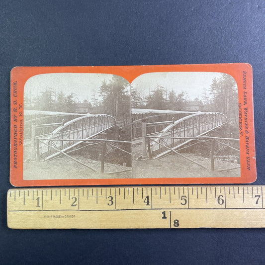 First Suspension Bridge Watkins Glen New York Stereoview R.D. Crum c1870 Y1203