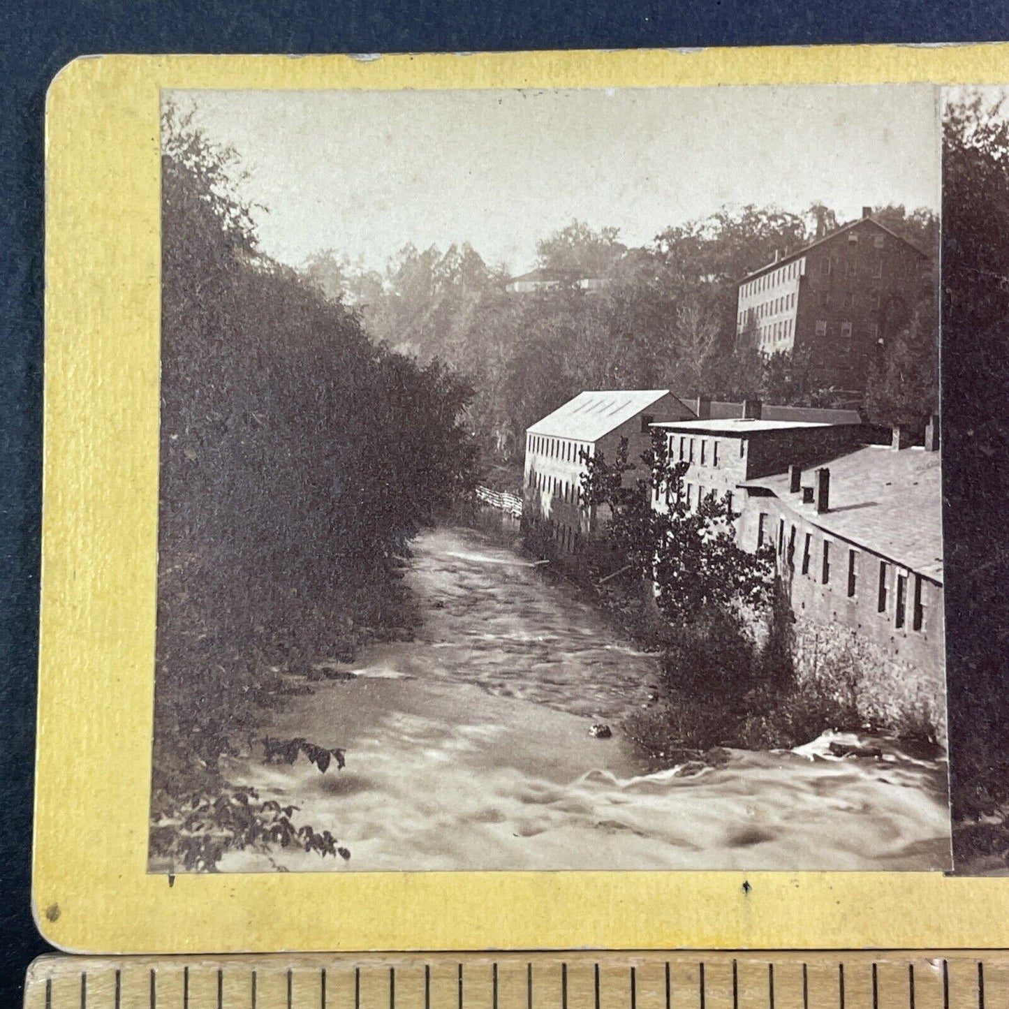 Poestenkill Creek Troy New York Stereoview River Mills Antique c1872 X1918