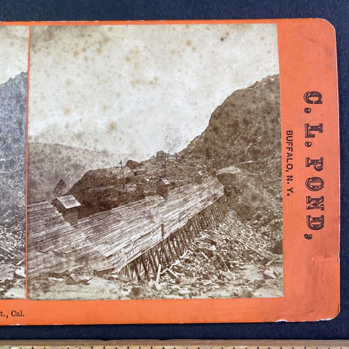 Donner Summit Snow Sheds California Stereoview C.L. Pond c1870 Y2548