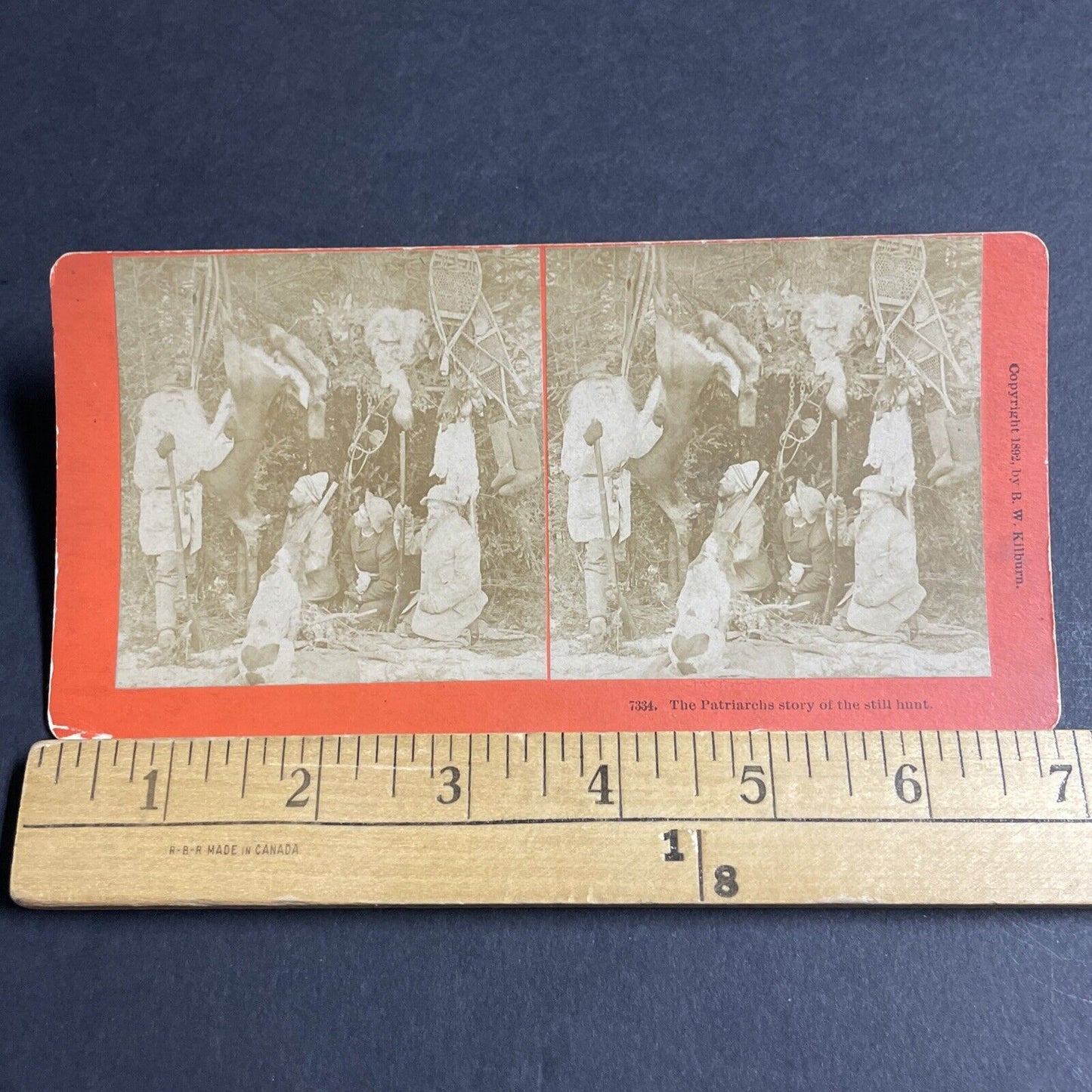 Antique 1892 Snowshoe Hunters Kill A Deer Stereoview Photo Card P4623