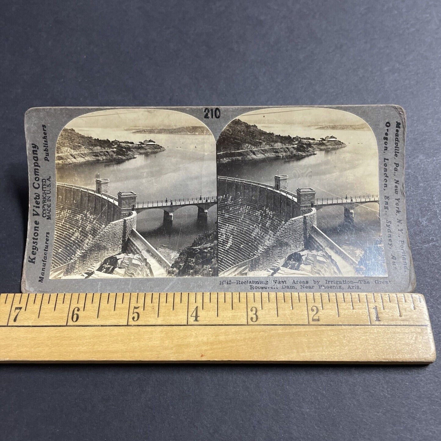 Antique 1910s Great Roosevelt Dam Phoenix Arizona Stereoview Photo Card P5015