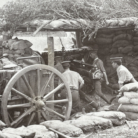 Antique 1917 WW1 British 18 Pounder QF Gun Cannon Stereoview Photo Card P1812