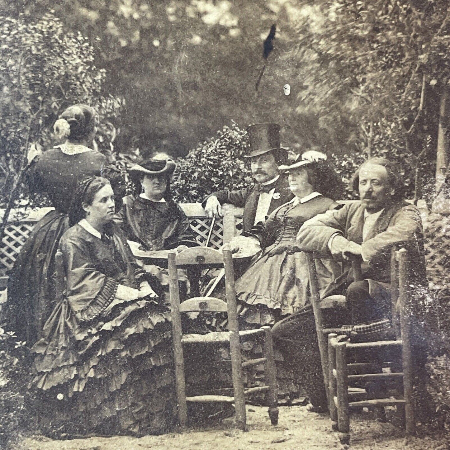 Charles Marville Self-Portrait in Garden Stereoview France Antique c1860 Y1789