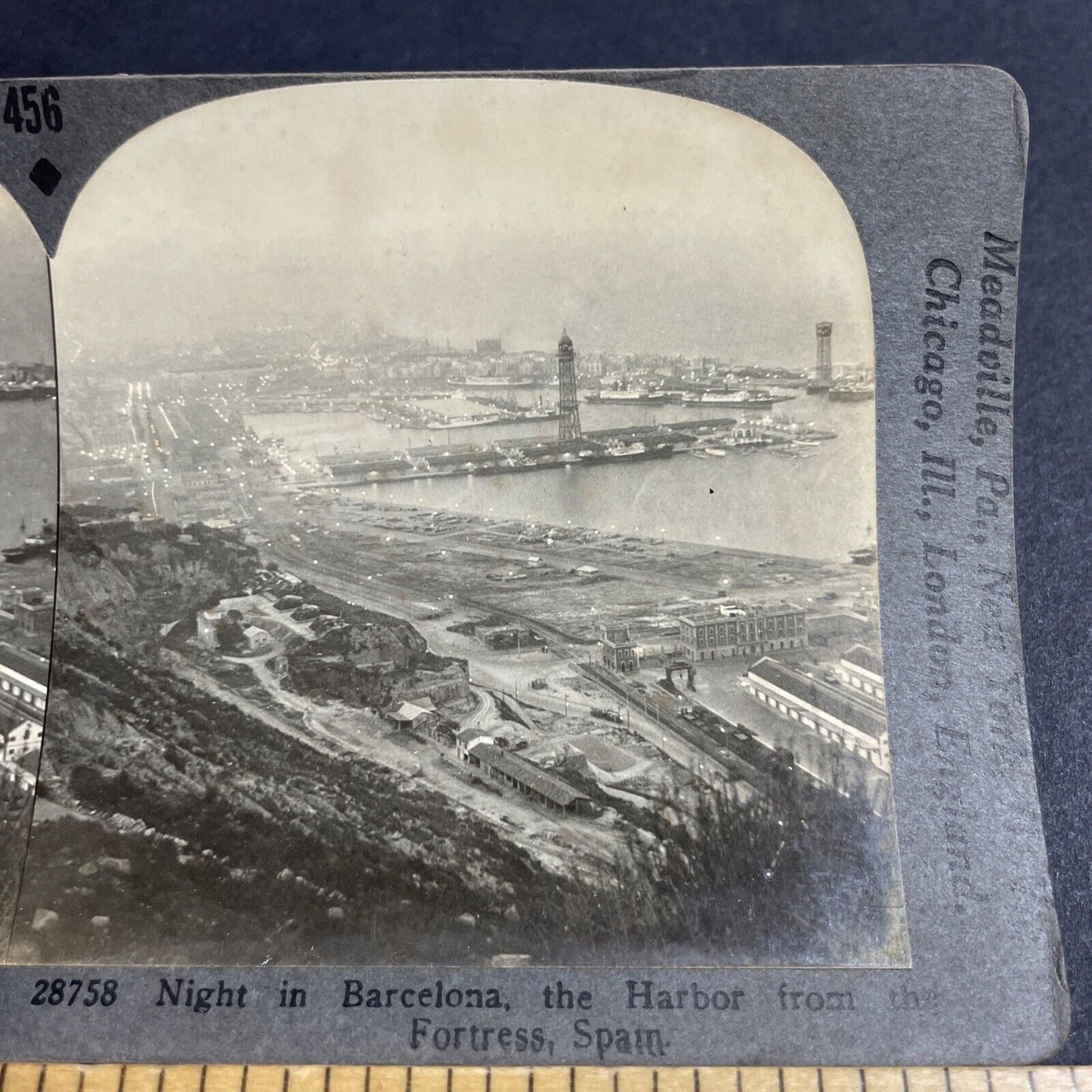 Antique 1920s Barcelona Spain City View Stereoview Photo Card P4917