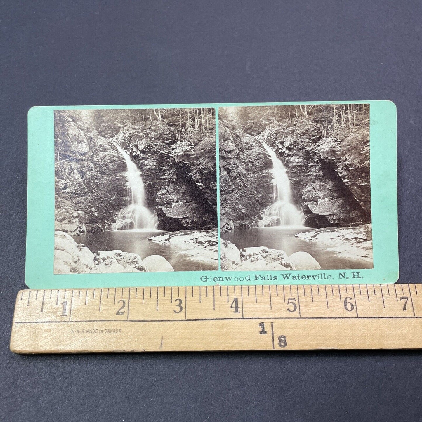 Antique 1865 Glenwood Falls Waterville New Hampshire Stereoview Photo Card V1942