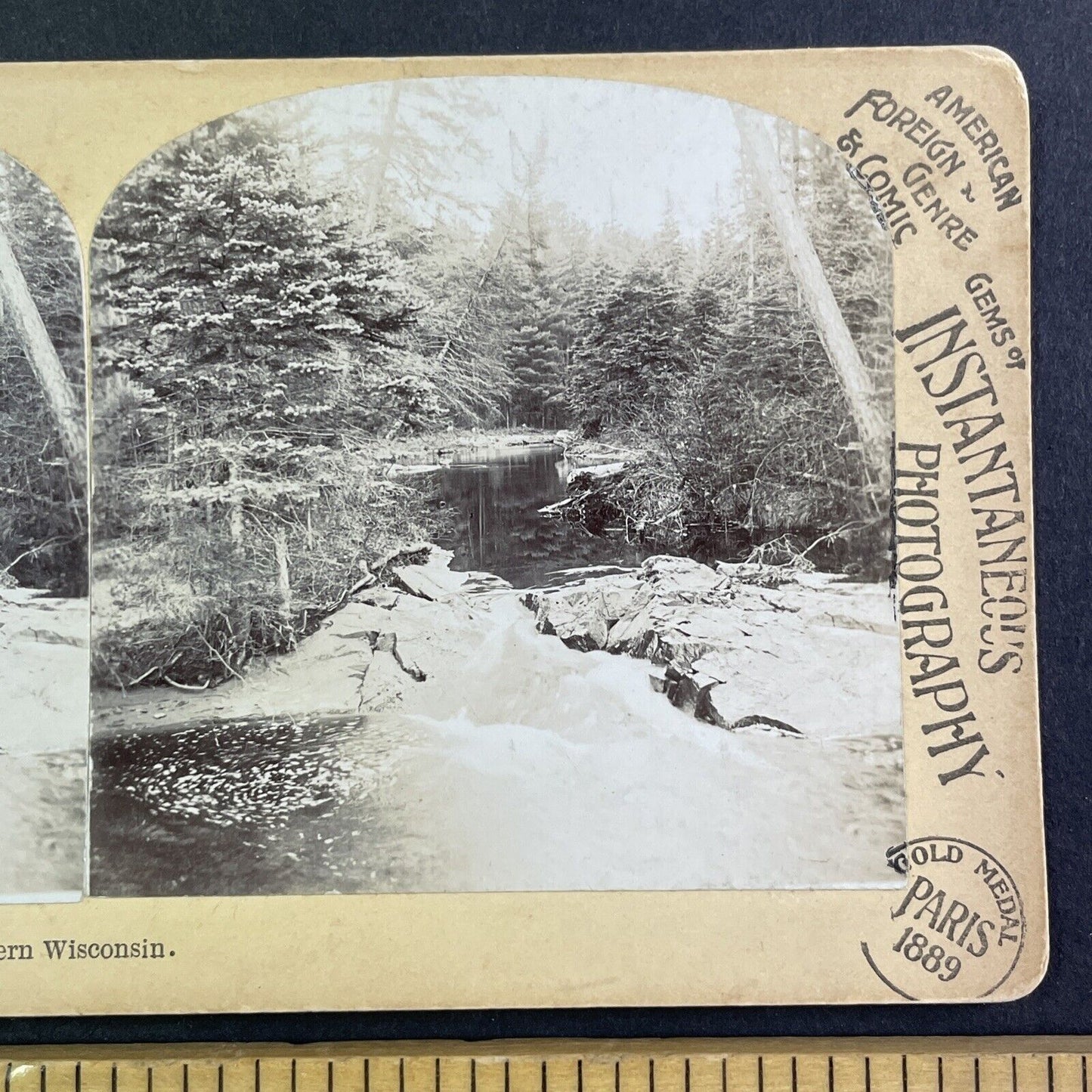 Northern Wisconsin Trout Stream Stereoview George Barker Antique c1889 Y2523