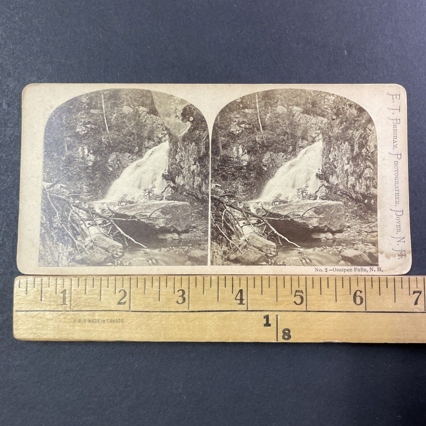 Roaring Falls Wolfeboro New Hampshire Stereoview ET Brigham Antique c1872 X926