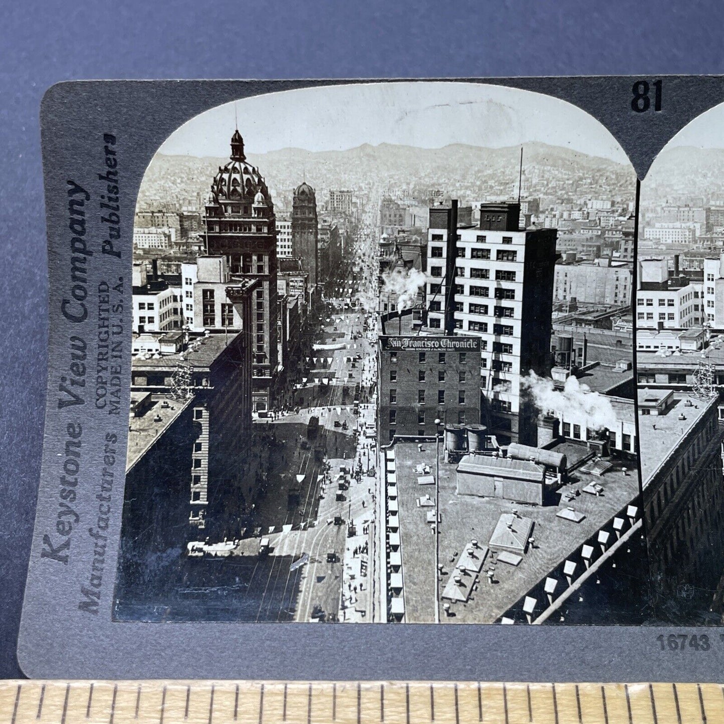 Antique 1910s San Francisco Chronicle Building Stereoview Photo Card P2755