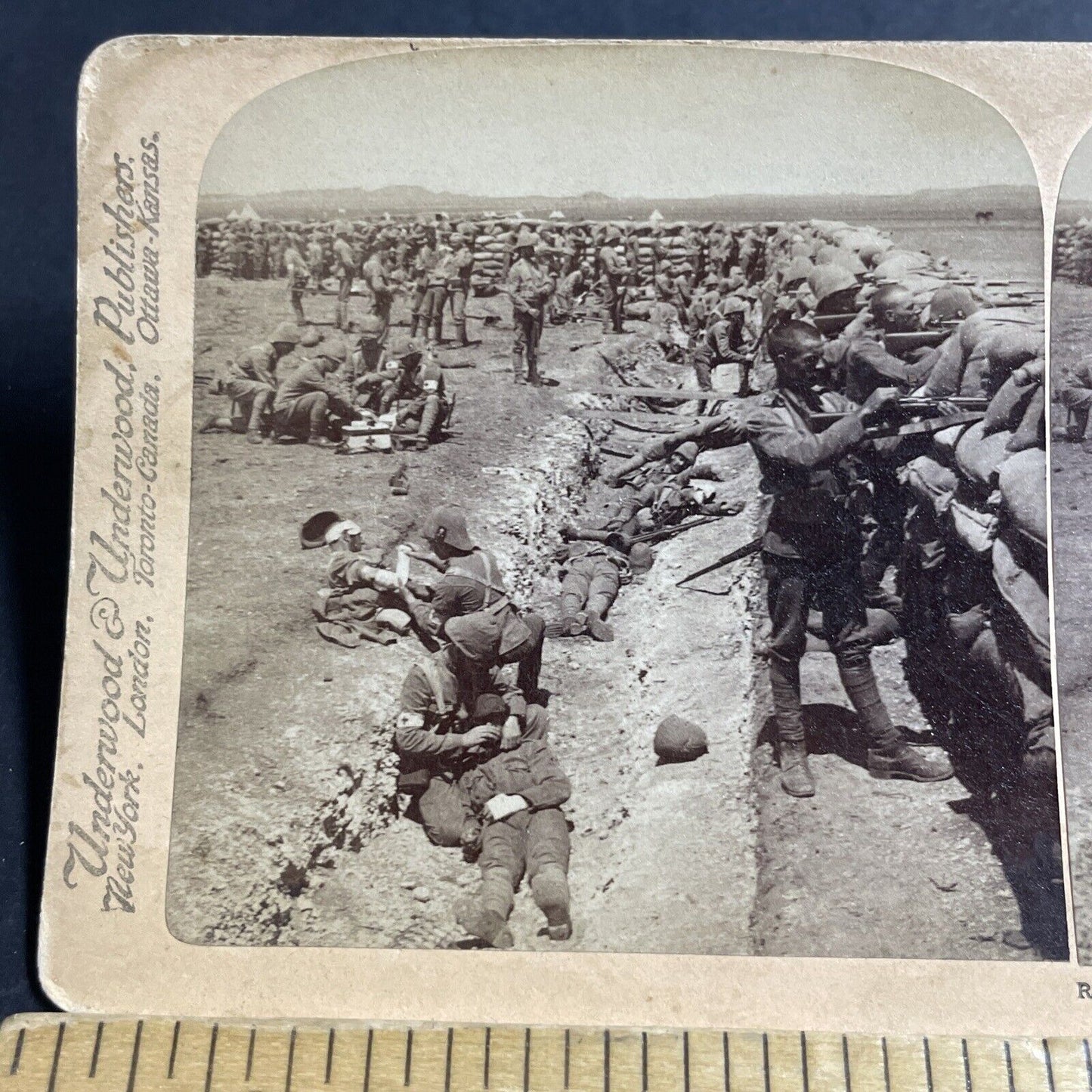 Antique 1900 Many Dead & Injured Boer War Trench Stereoview Photo Card P5573