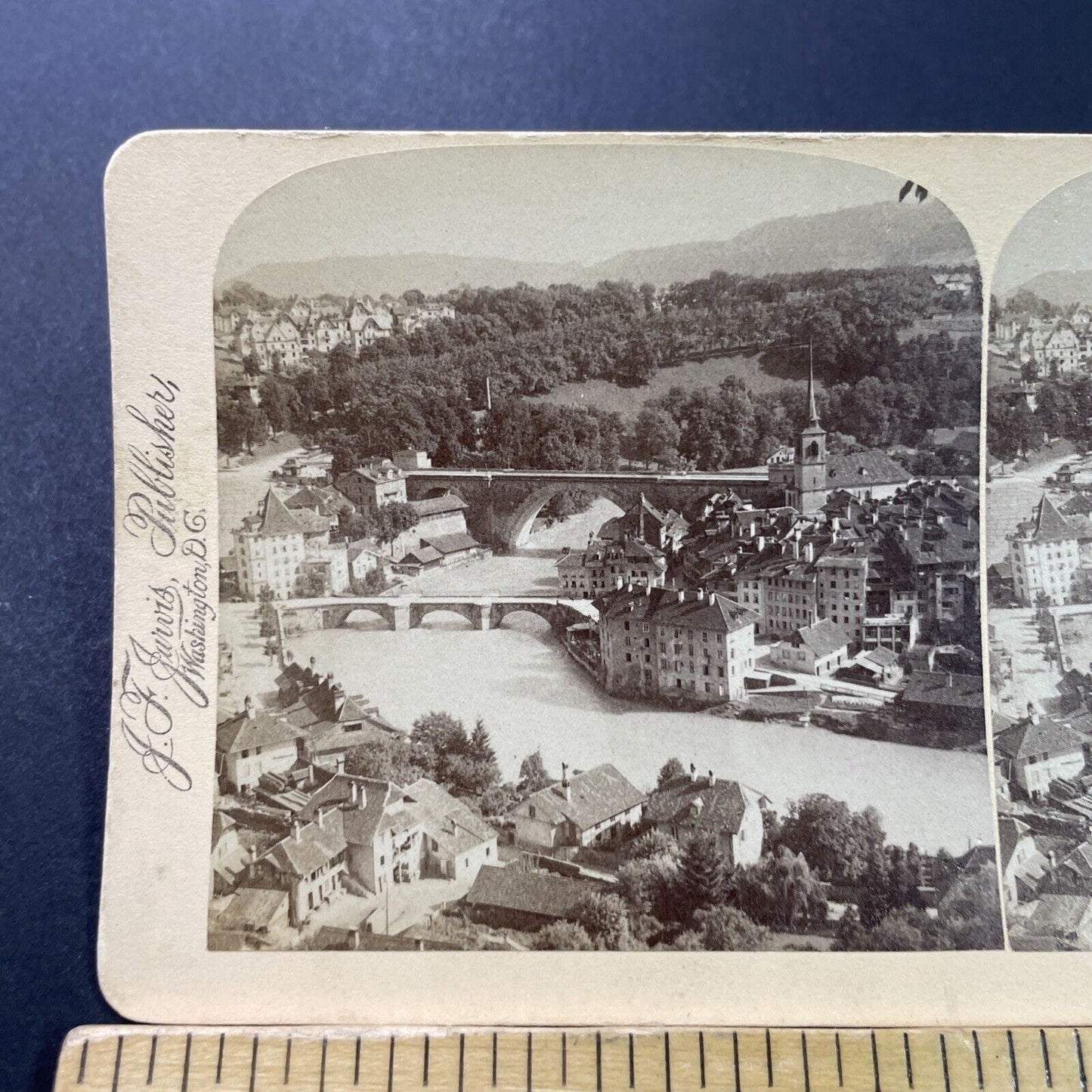 Antique 1897 Bern Switzerland City View Stereoview Photo Card P3898