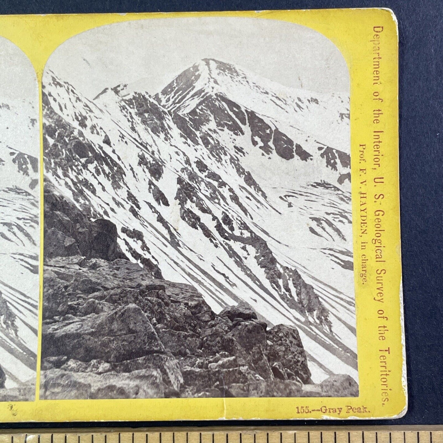 W.H. Jackson Hayden Geological Survey Stereoview Gray Peak Colorado c1872 X3635