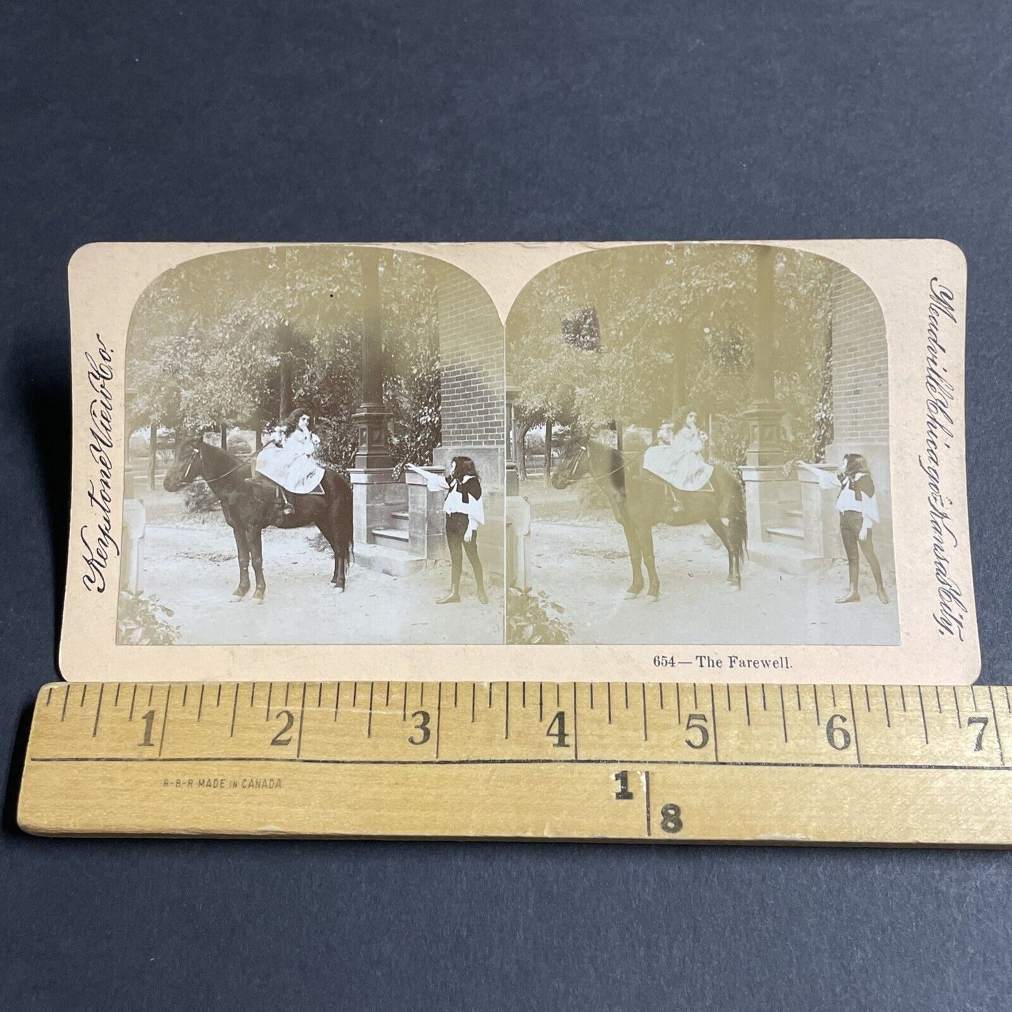 Antique 1890s Young Girl Riding A Horse Stereoview Photo Card P4736