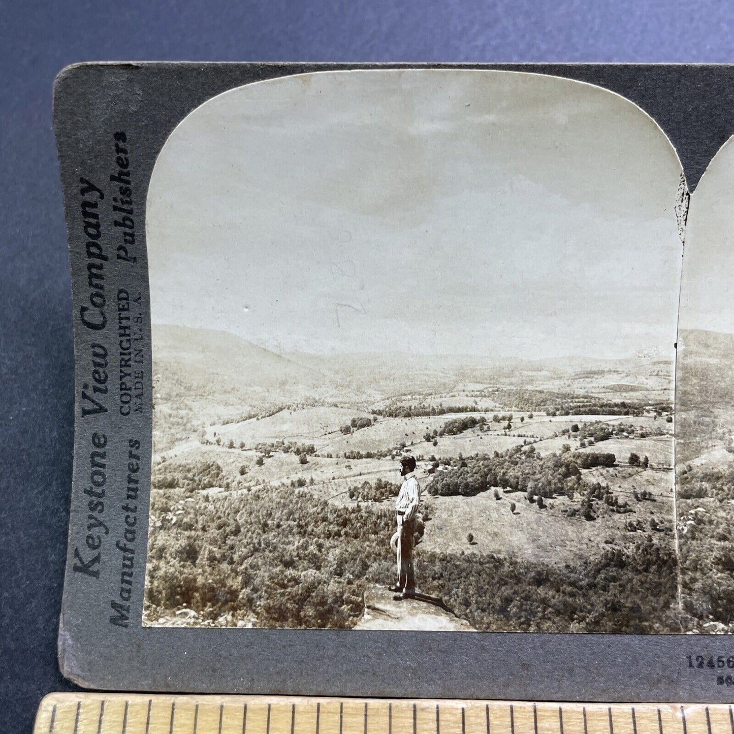 Antique 1909 Daredevil On Cliff Edge Hudson Valley NY Stereoview Photo Card 2892