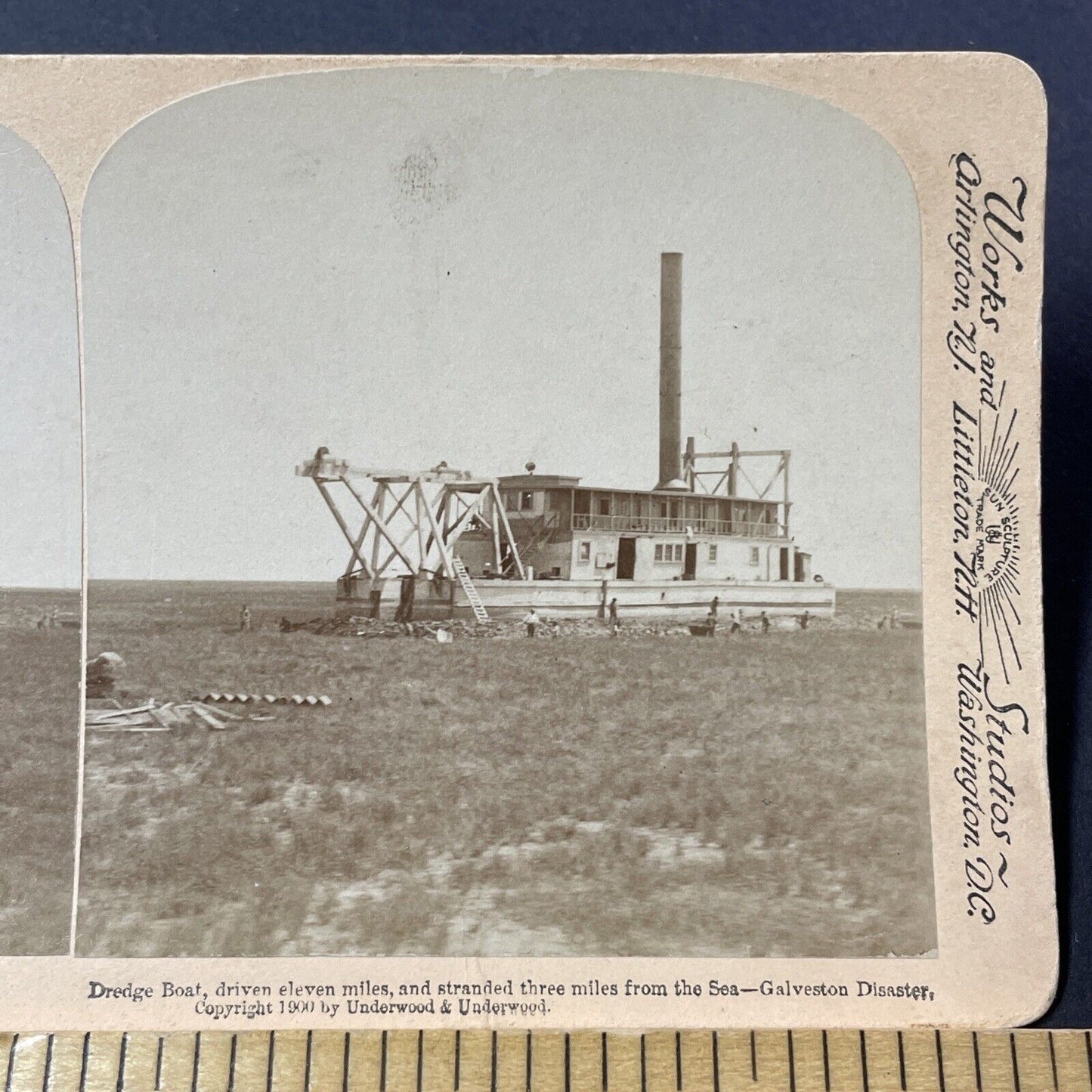 Antique 1900 Galveston Hurricane Disaster RARE Stereoview Photo Card V3209