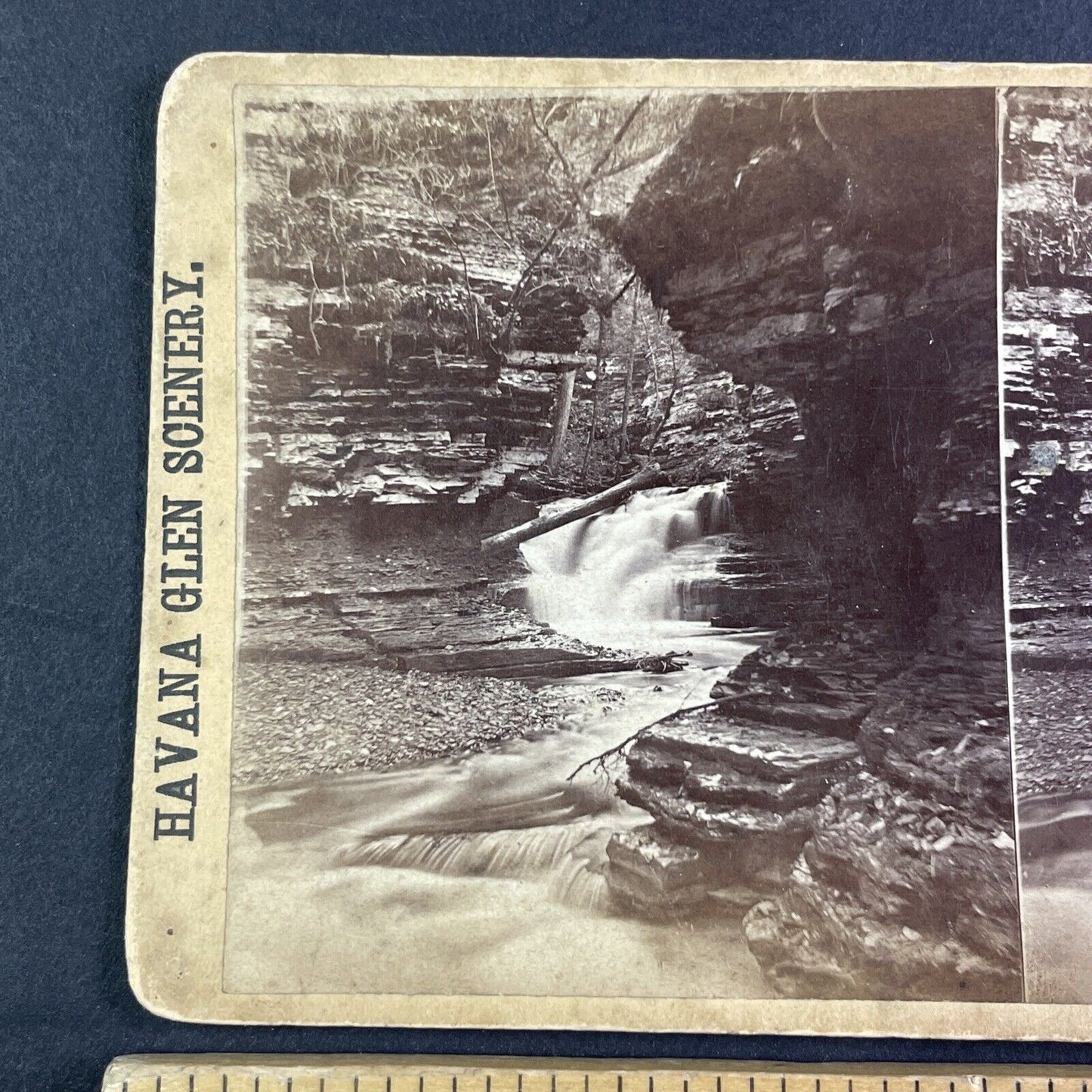 Cavern Glen Watkins Glen New York Stereoview C.M. Marsh Antique c1870s Y2485