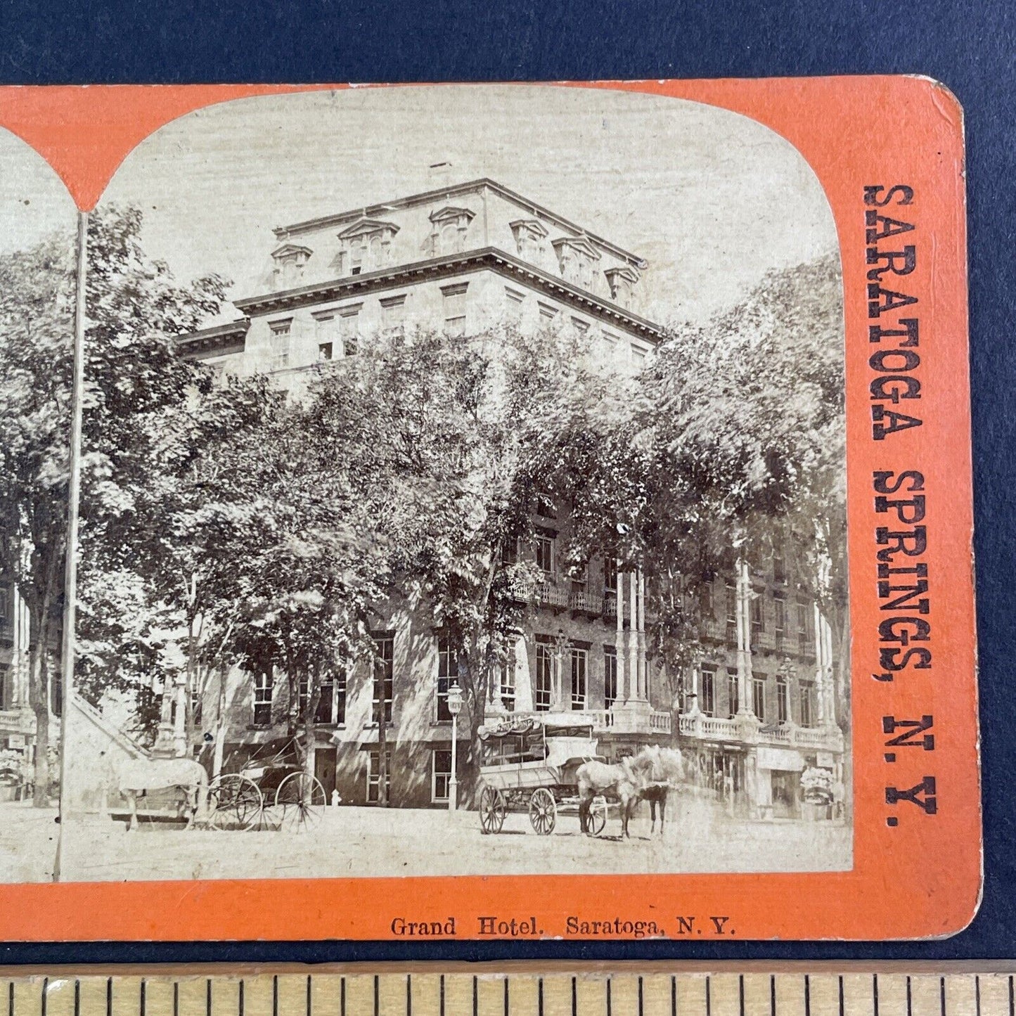 Grand Hotel Saratoga Springs New York Stereoview Antique c1860s Y1202