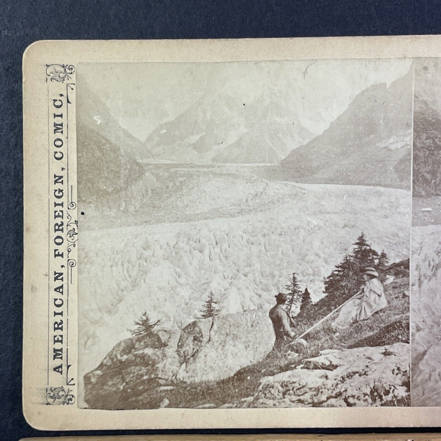 Mer de Glace Sea of Ice Glacier Stereoview Mont Blanc France Antique c1870 X2572