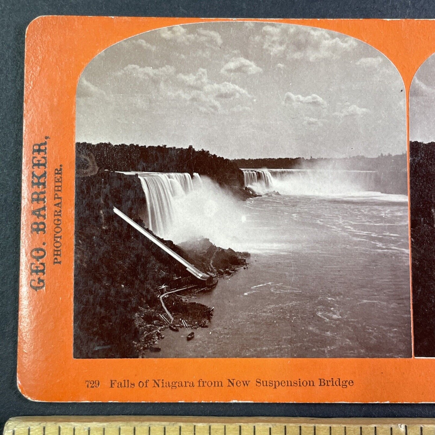 Niagara Falls Panorama View Stereoview George Barker Antique c1870s Y2544