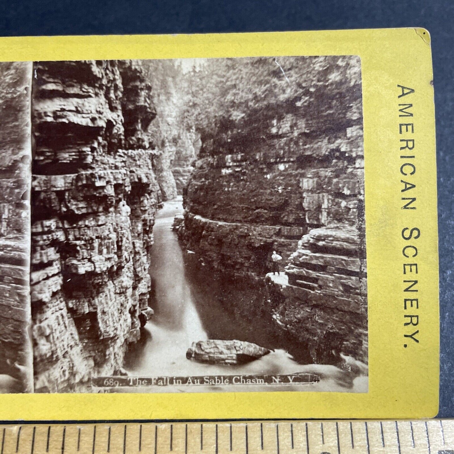 Antique 1870s Ausable Chasm Keeseville New York Stereoview Photo Card P4779