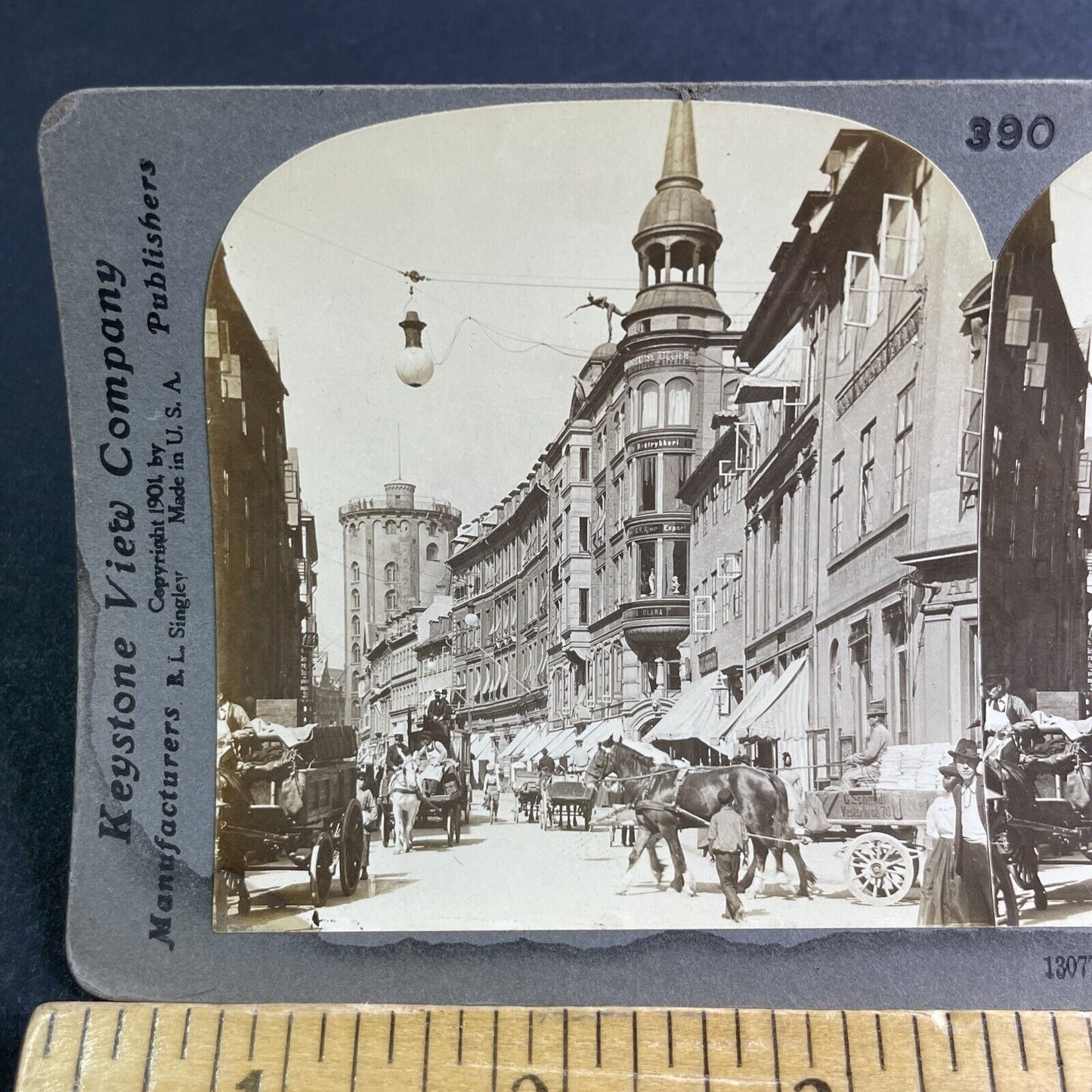 Antique 1901 Horse Riders In Copenhagen Denmark Stereoview Photo Card P2109