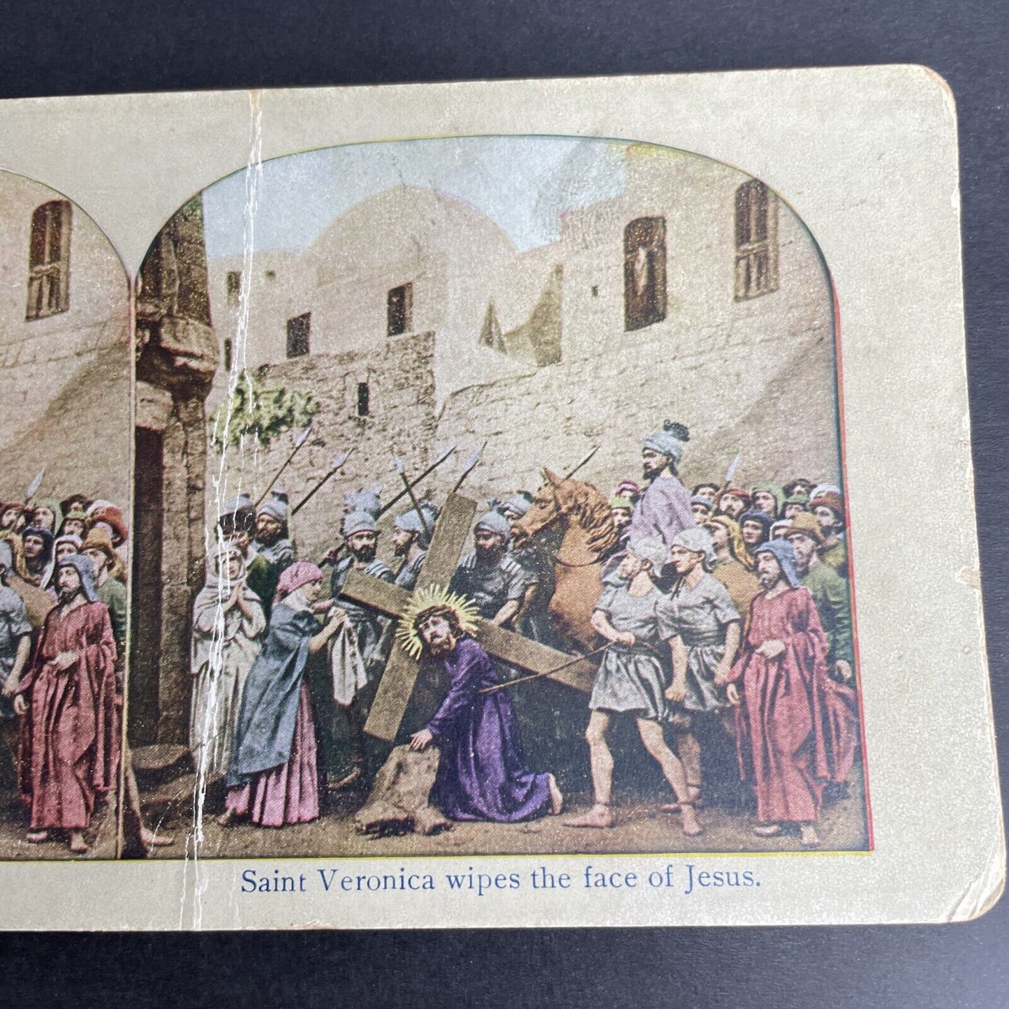 Antique 1902 Saint Veronica Wipes The Face Of Jesus Stereoview Photo Card P1053