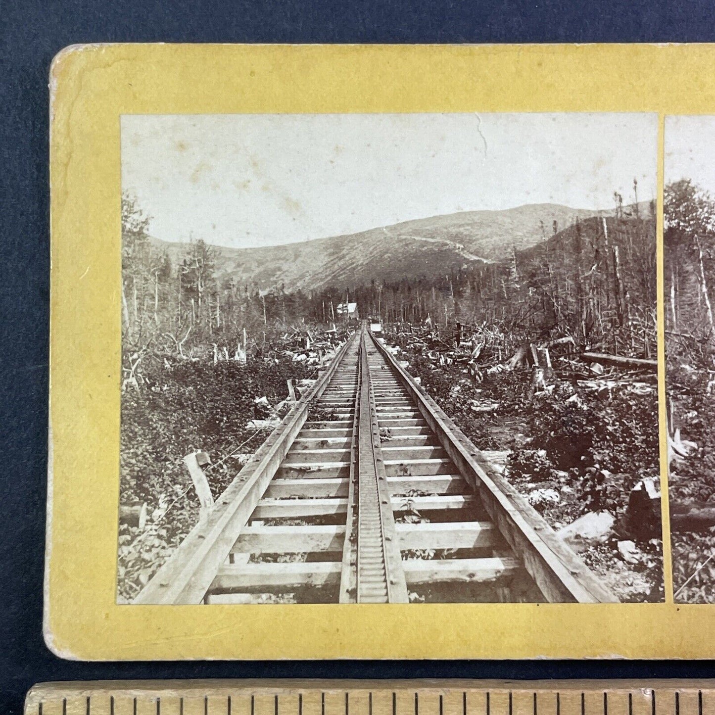 Mount Washington Cog Railway Stereoview New Hampshire Antique c1870s Y920