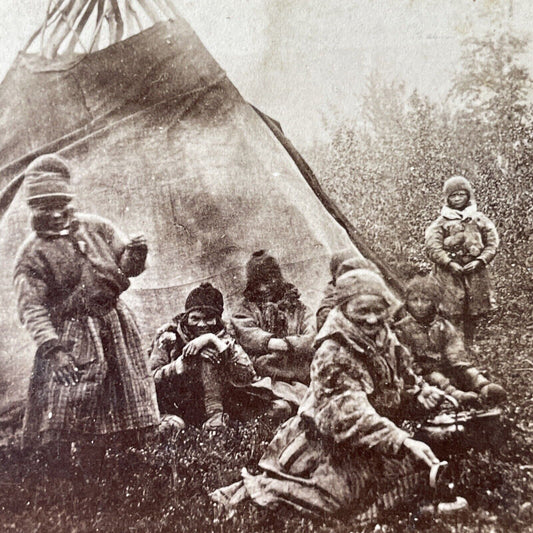 Antique 1860s Native Indigenous Sweden Sami Indians Stereoview Photo Card Q2267