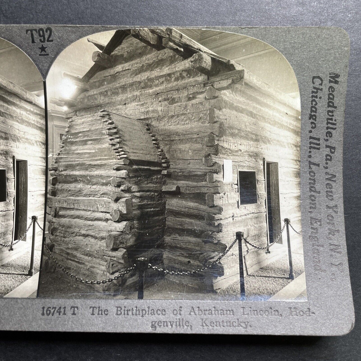 Antique 1918 Abraham Lincoln Birthplace Hodgenville Stereoview Photo Card P1341