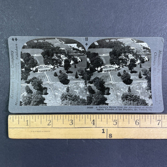 Home of George Washington Aerial View Stereoview Mount Vernon c1920s Y1137