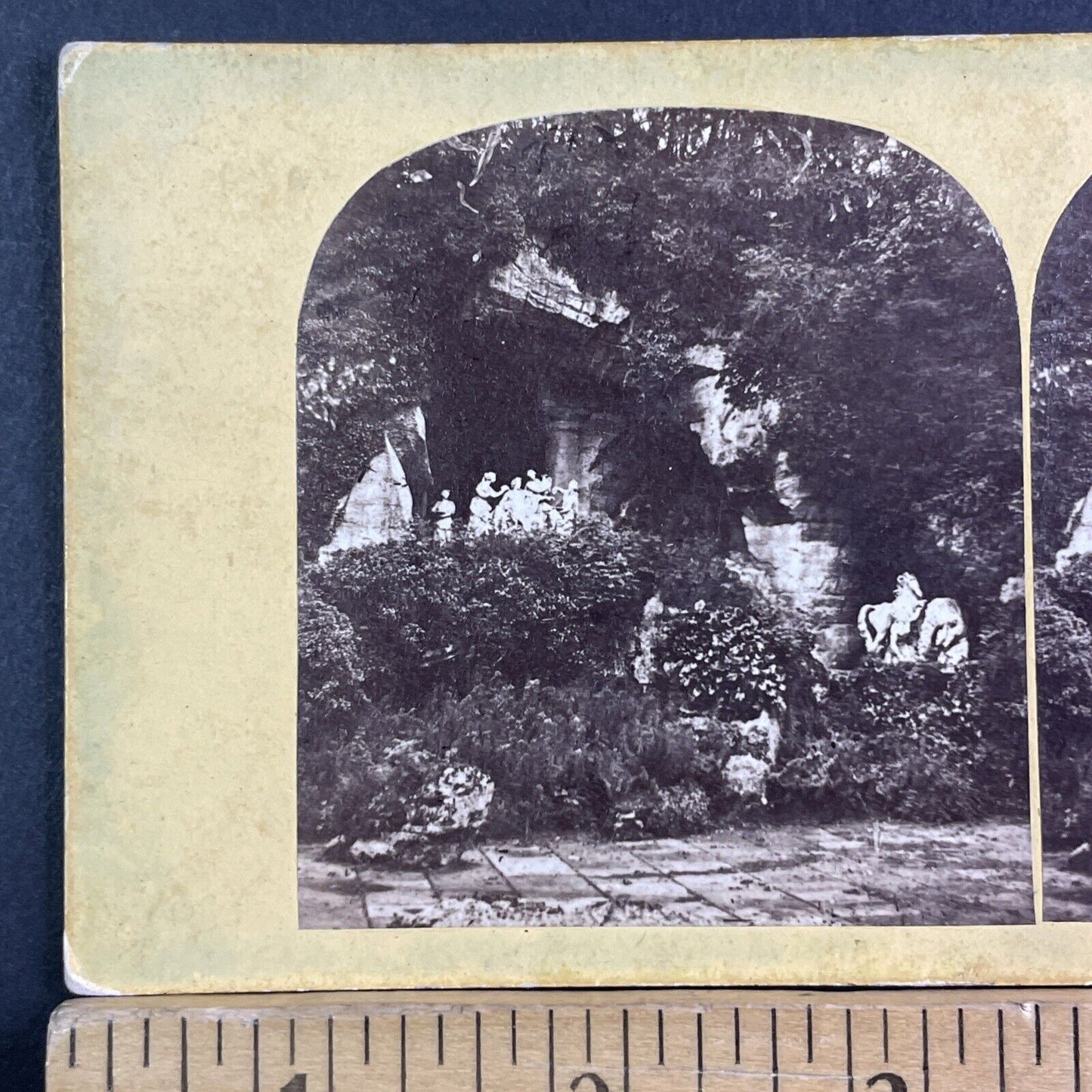 Apollo's Bath Grove Grotto Stereoview Versailles France Antique c1860s X3221