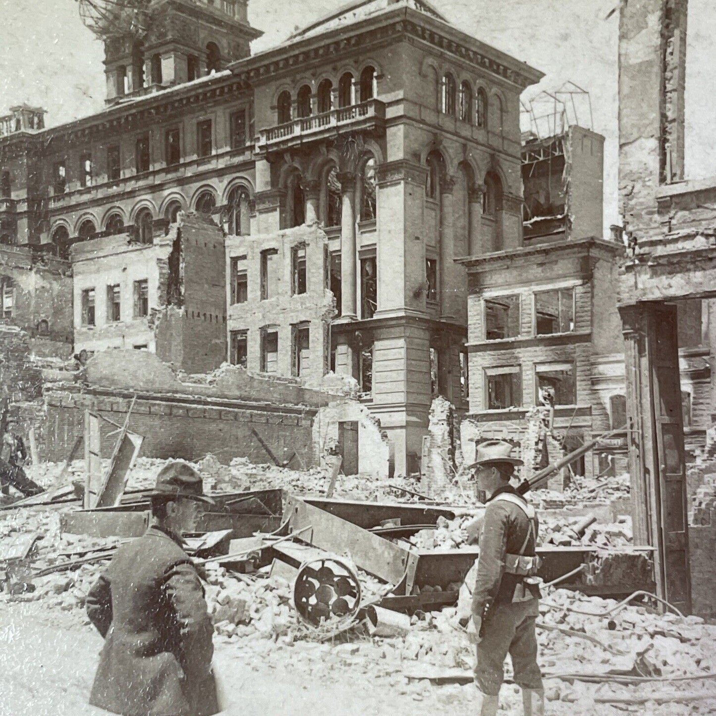 San Francisco Earthquake Prison Collapse Stereoview Photo Card Antique 1906 X812