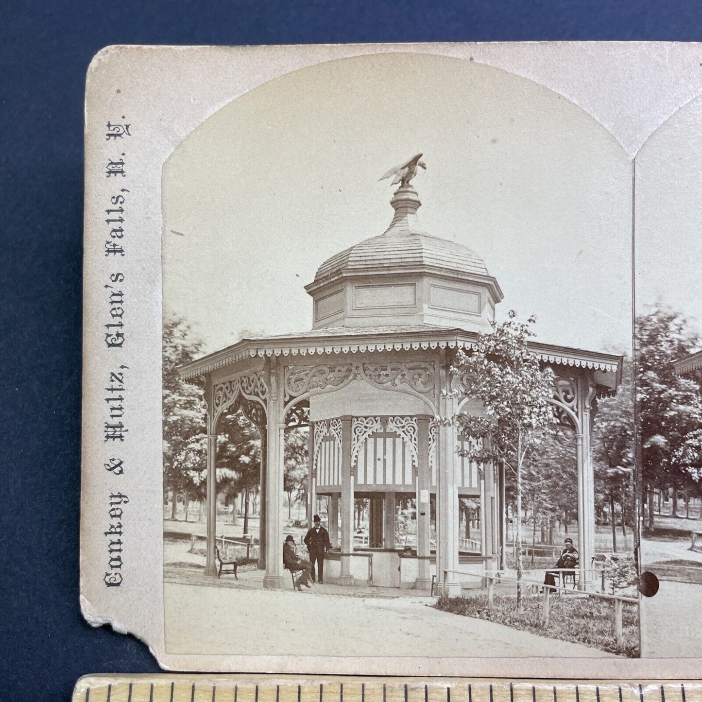 Antique 1880s Saratoga Springs Pavilion New York Stereoview Photo Card V549