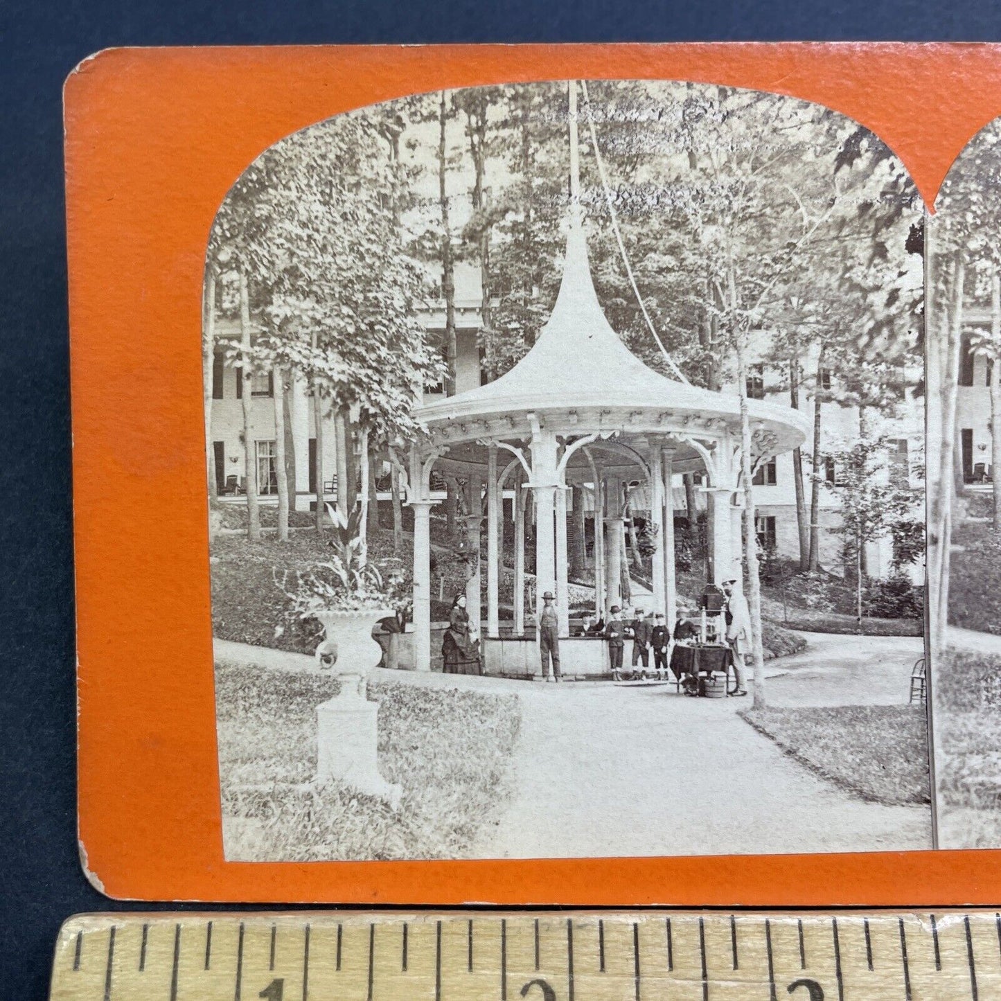 Antique 1870s Washington Spring Saratoga Springs NY Stereoview Photo Card V497