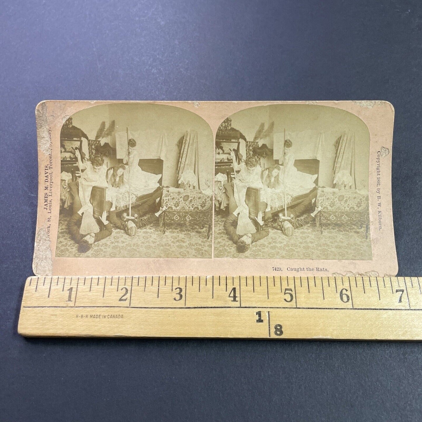 Antique 1892 Perverts Caught Spying On Women Stereoview Photo Card P3962