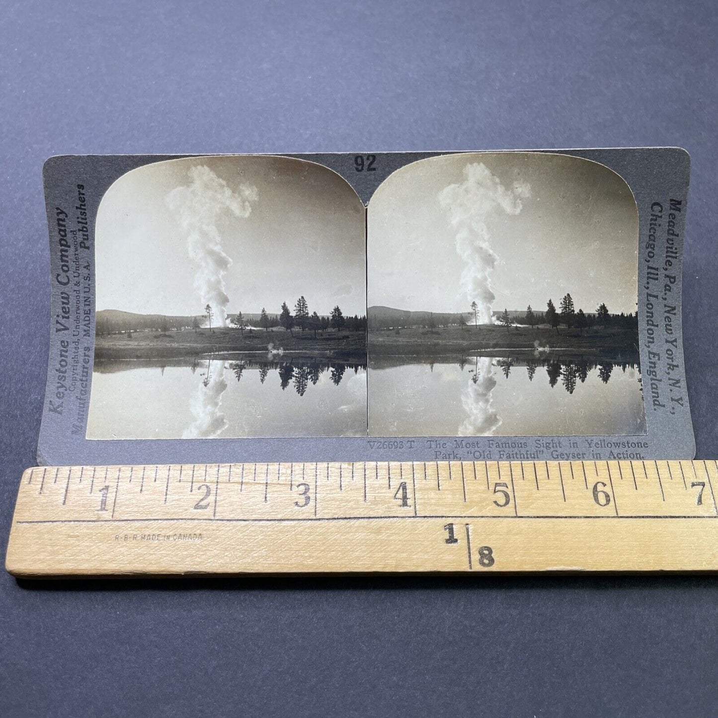 Antique 1910s Yellowstone Geyser Old Faithful Stereoview Photo Card P2763