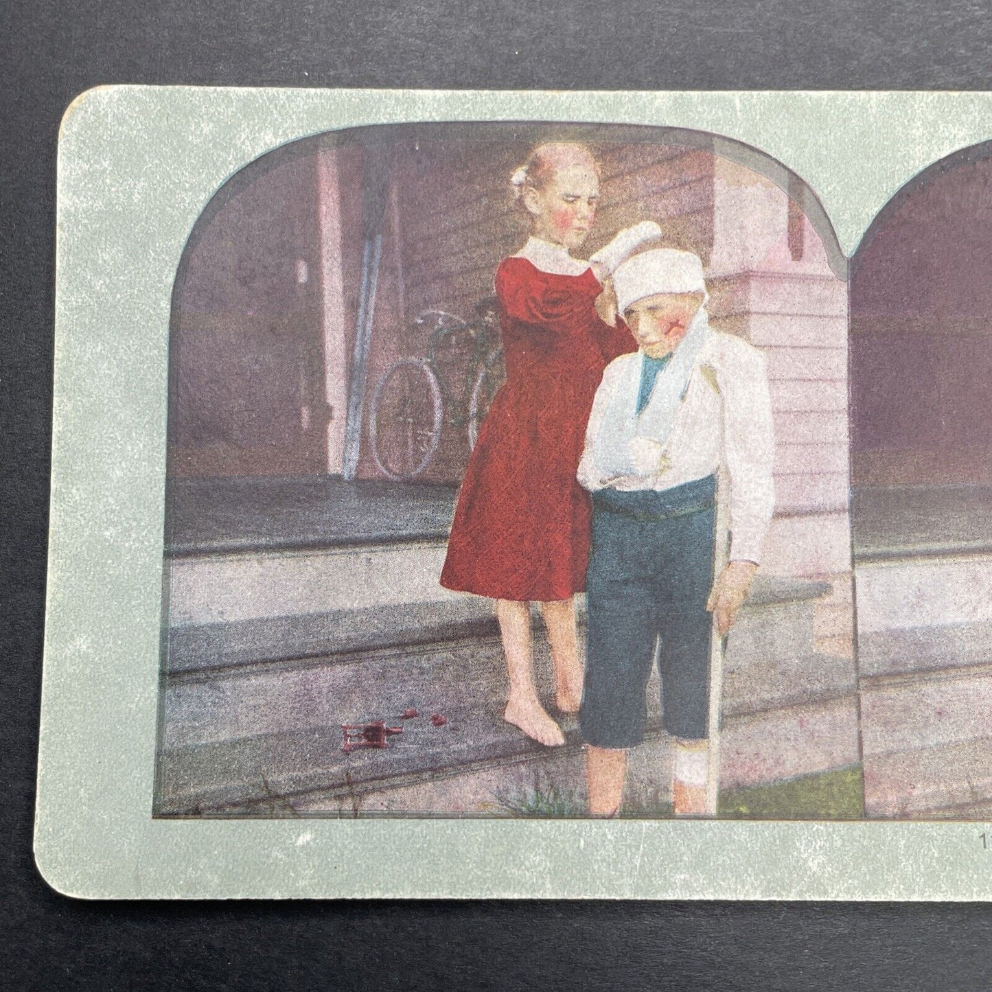 Antique 1898 Fourth Of July Serious Injury Warning Stereoview Photo Card P1131