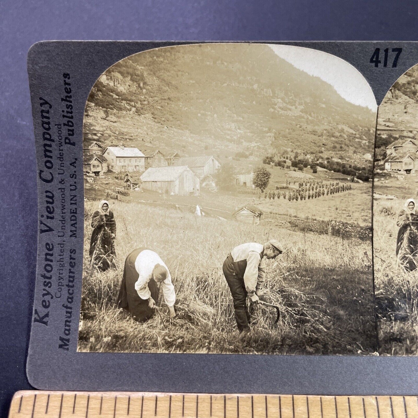 Antique 1910s Barley Farm In Northern Sweden Stereoview Photo Card P3749