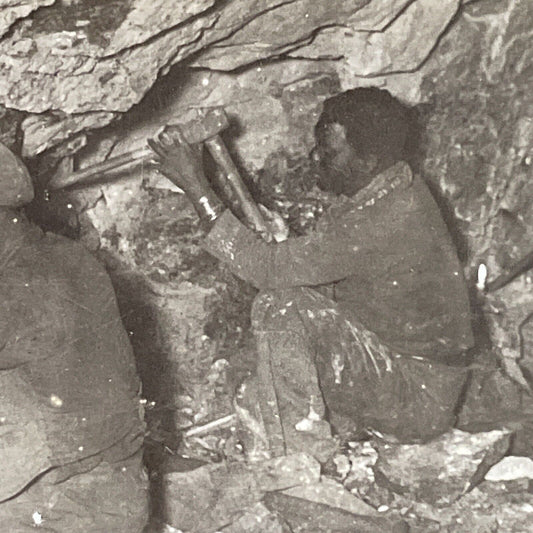 Antique 1910s African Men Gold Mining In South Africa Stereoview Photo Card 5082