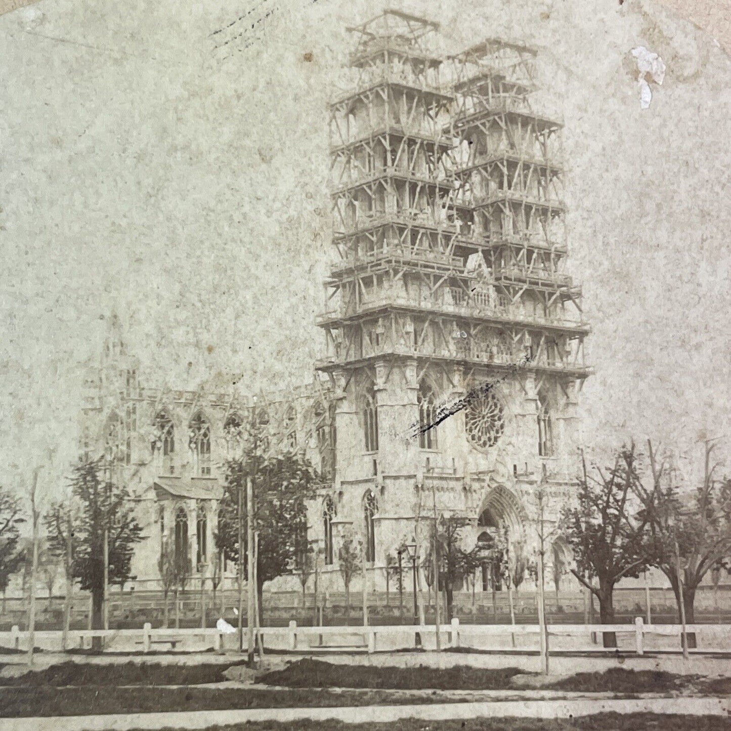 Votivkirche Votiv Church Under Construction Stereoview Vienna Austria c1860 Y978