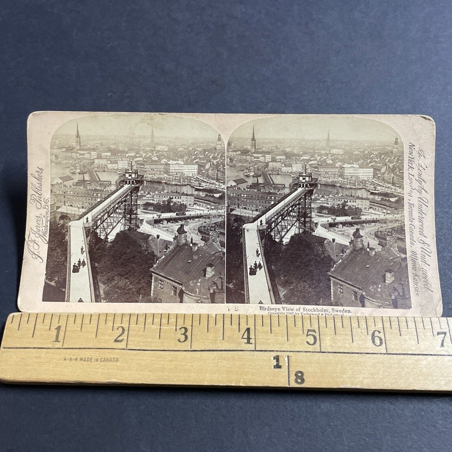 Antique 1897 Stockholm Sweden City View Stereoview Photo Card P5094