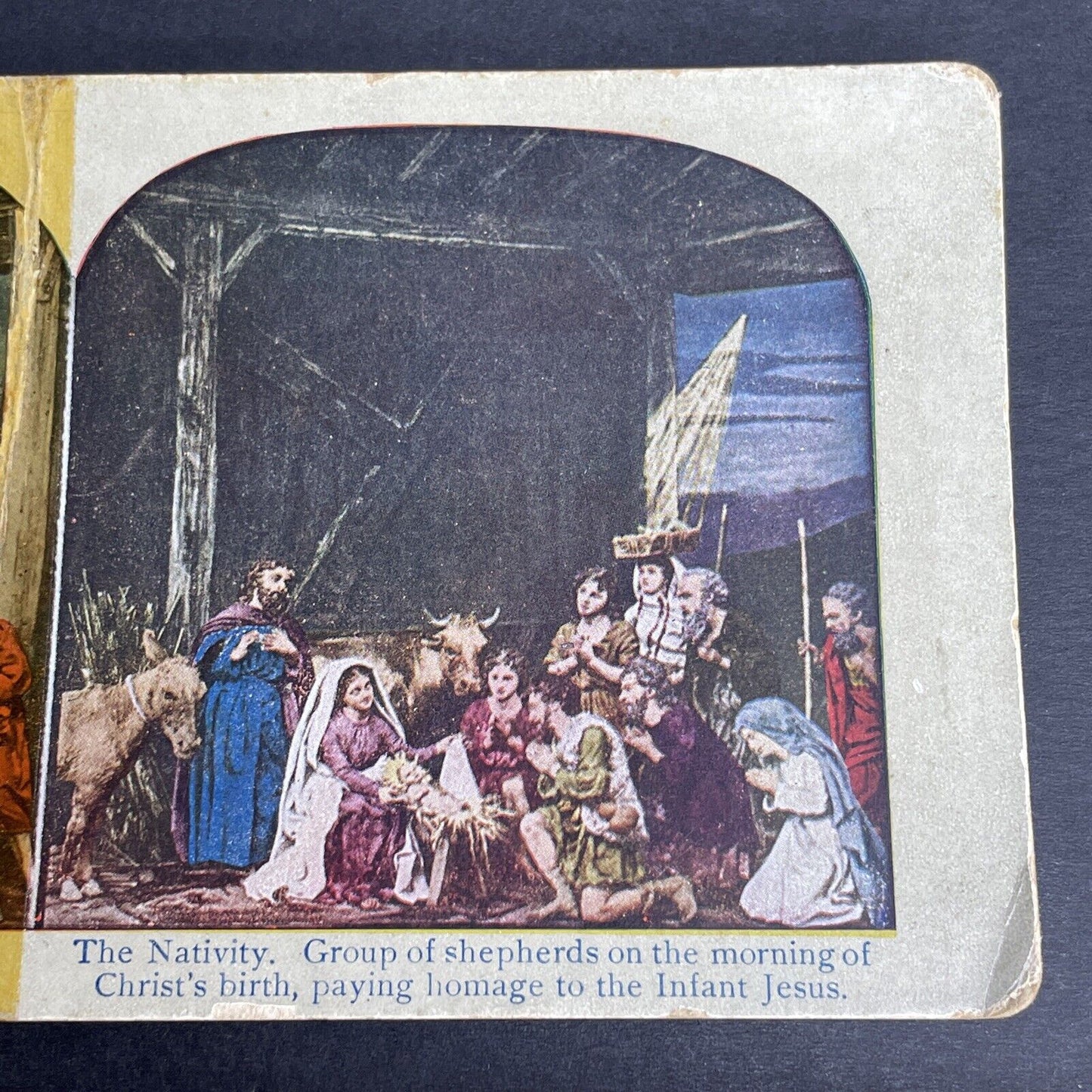 Antique 1902 The Birth Of Jesus Christ DAMAGED Stereoview Photo Card P1056