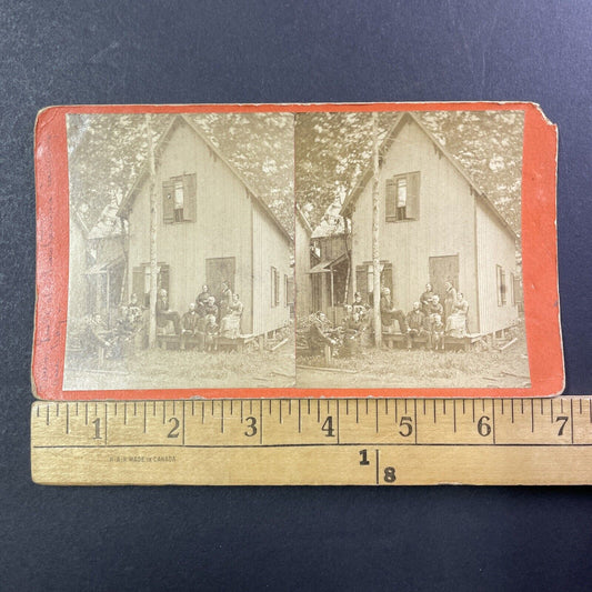 John Heyl Vincent Stereoview Chautauqua New York Cottage Antique c1875 X1241
