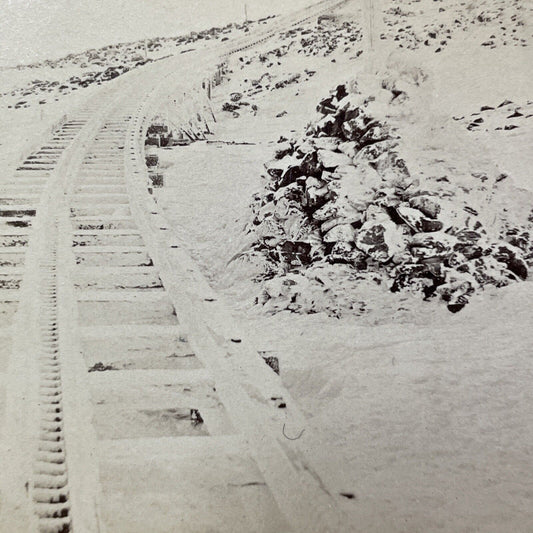 Antique 1869 Frozen Mt Washington Railroad NH Stereoview Photo Card V2019