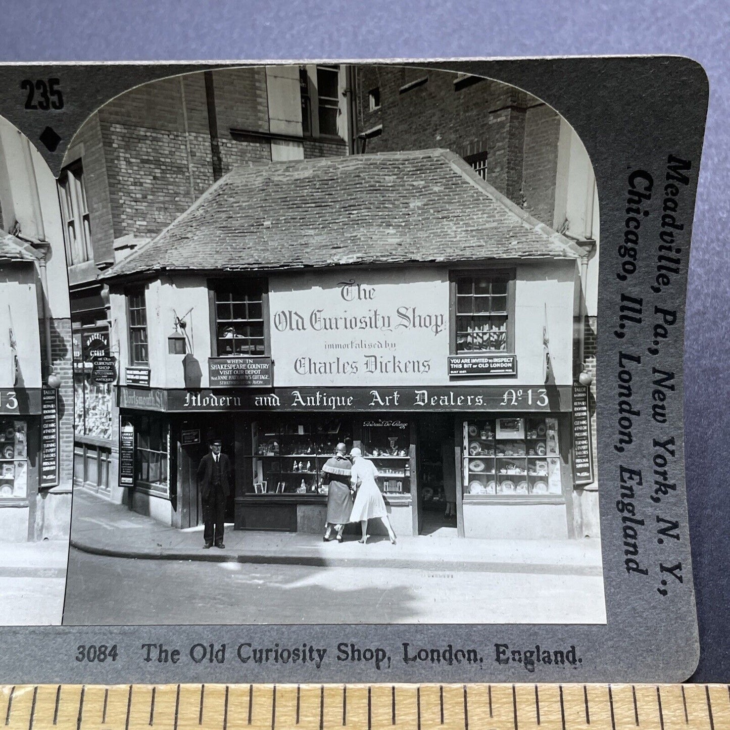 Antique 1920s The Old Curiosity Shop London England Stereoview Photo Card V2959