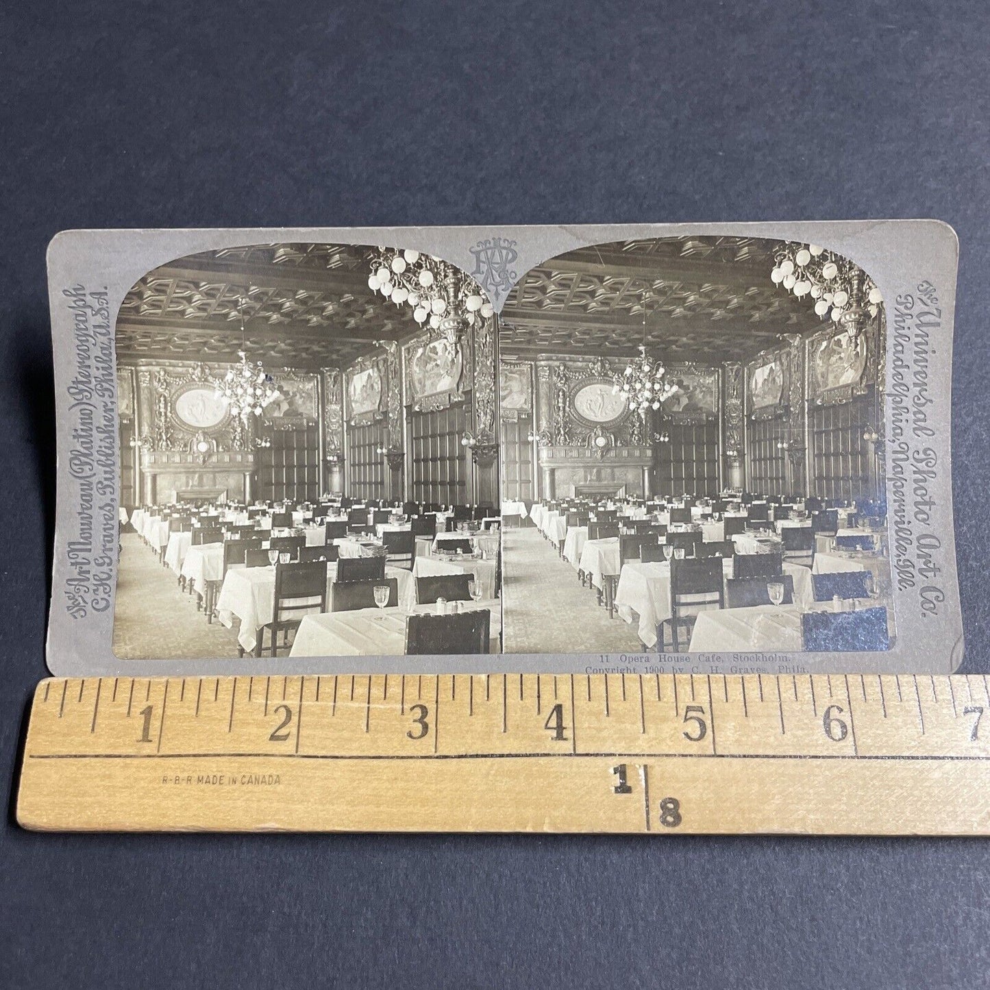 Antique 1900 Opera House Restaurant Stockholm Sweden Stereoview Photo Card P4157