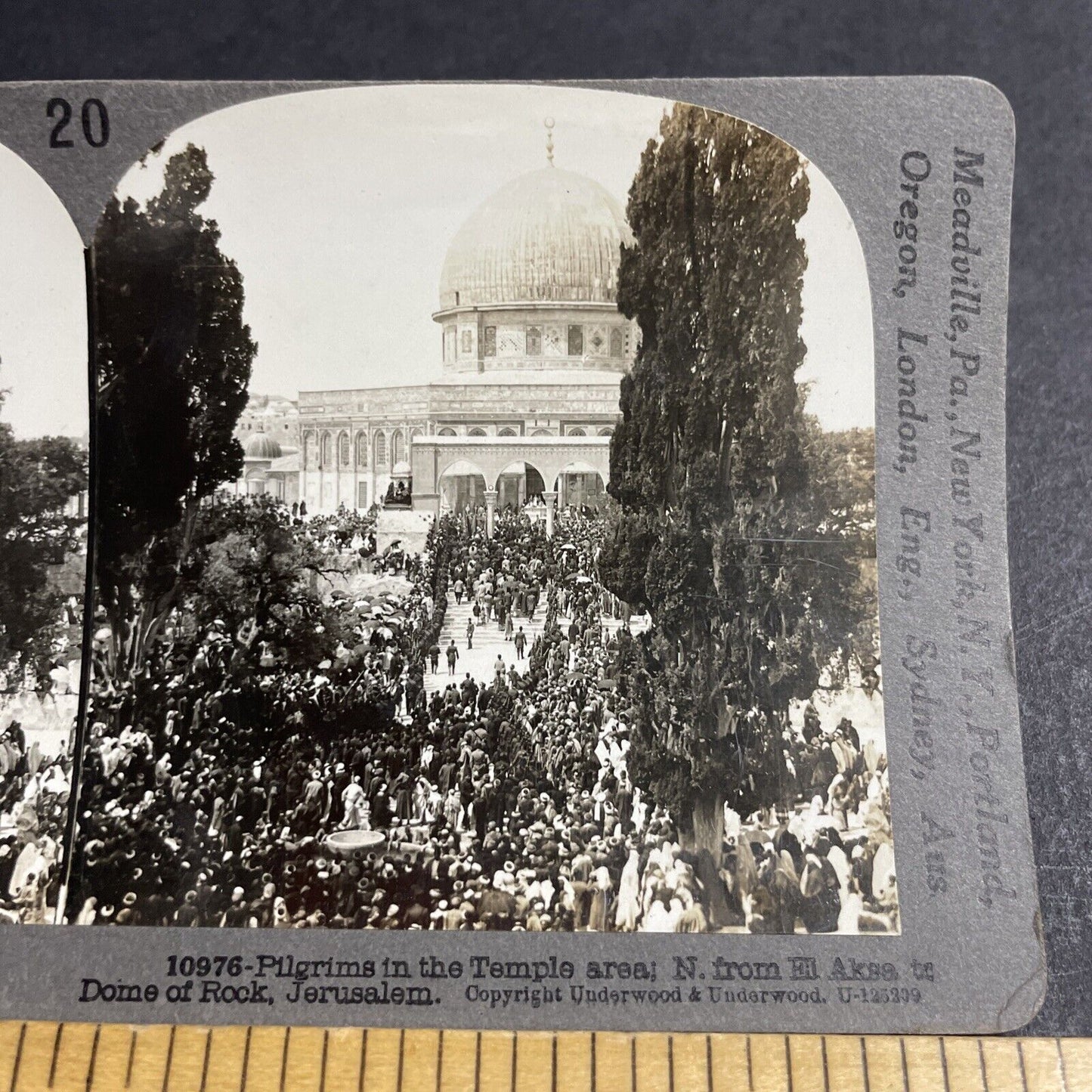 Antique 1910s Jewish And Muslim Pilgrams Jerusalem Stereoview Photo Card P4422