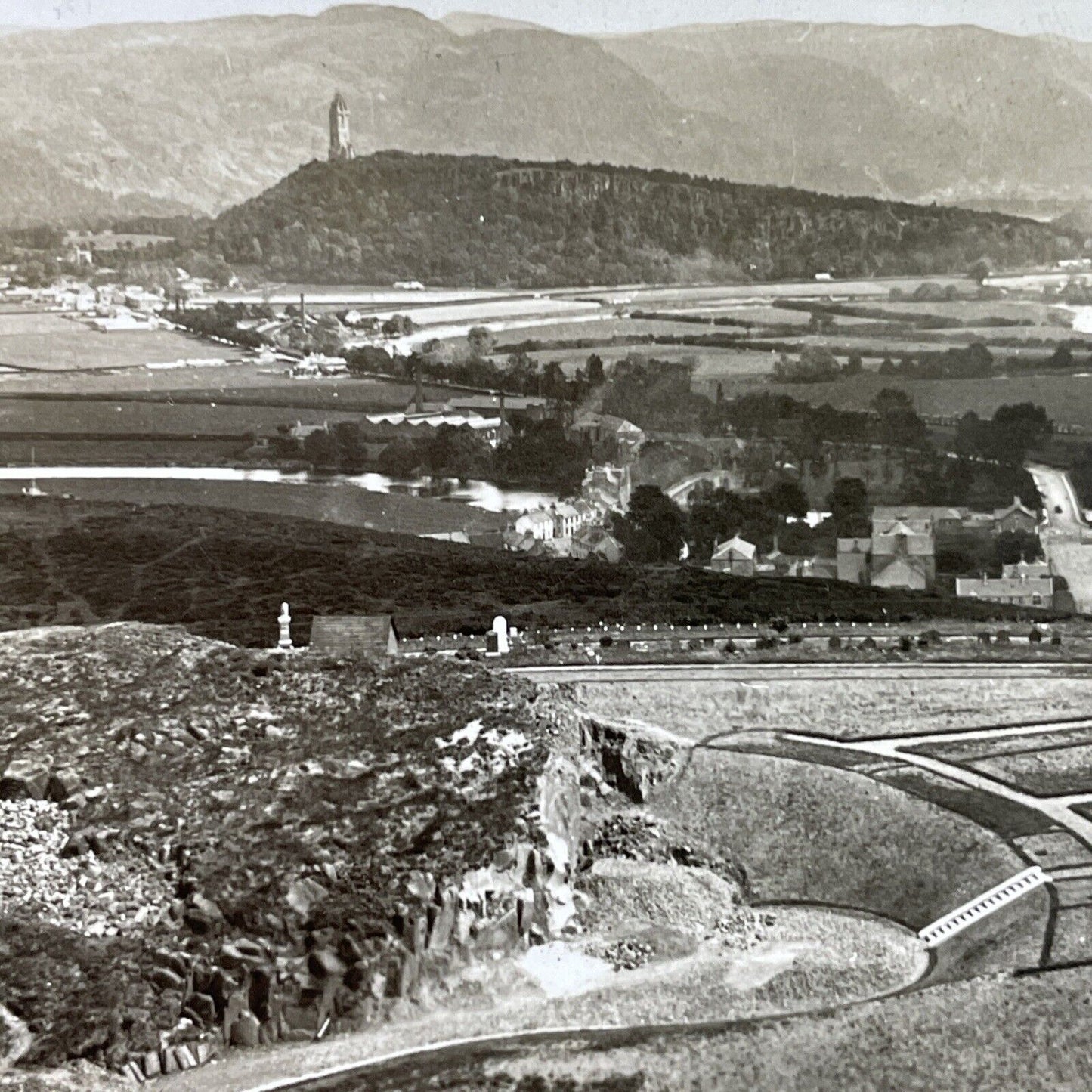 Antique 1910s Fortified Defenses Stirling Scotland Stereoview Photo Card P3764