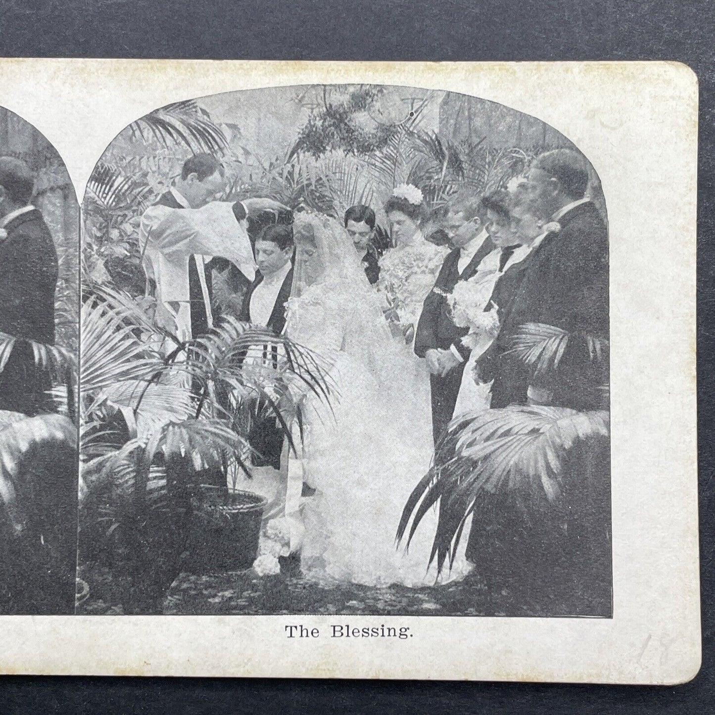 Antique 1905 Bride And Groom Blessed At Wedding Stereoview Photo Card P580-025